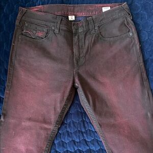 True Religion Men's Straight Fit Maroon Jeans